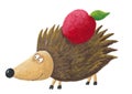 Hedgehog with apple on his back