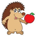Hedgehog with apple vector illustration Royalty Free Stock Photo