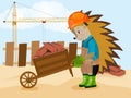 Hedgehog builder. Vector illustration