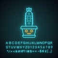 Hedgehog cactus cute kawaii neon light character