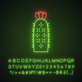 Hedgehog cactus neon light icon