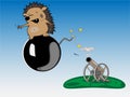 Hedgehog on a cannon-ball Royalty Free Stock Photo