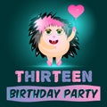 Hedgehog card birthday on thirteen years