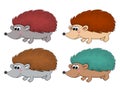 Hedgehog cartoon vector set. Collection of autumnal happy pet illustration isolated on white. Funny mammal mascot for kids. Young