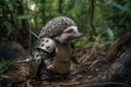 a hedgehog dressed as a conquistador, created with Generative AI technology