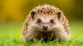 Hedgehog exploring a green grassy field. Royalty Free Stock Photo