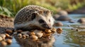 Adorable Hedgehog by the Creekside Royalty Free Stock Photo