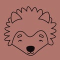 Hedgehog face in doodle style.