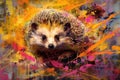 Hedgehog form and spirit through an abstract lens. dynamic and expressive Hedgehog print Royalty Free Stock Photo