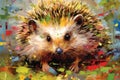 Hedgehog form and spirit through an abstract lens. dynamic and expressive Hedgehog print Royalty Free Stock Photo