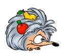 Hedgehog fruit apple pear cartoon