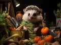 Hedgehog gardening with mini tools