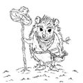 Hedgehog gatherer fantasy adventure children book illustration Royalty Free Stock Photo