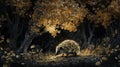 Enchanted Forest Hedgehog with Glowing Spines at Night Royalty Free Stock Photo