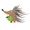 Hedgehog with green apple Royalty Free Stock Photo