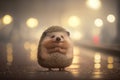 hedgehog with happy smile bright light background Generative AI