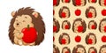 The hedgehog holding the apple in the pattern set