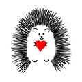 Hedgehog holding a heart Royalty Free Stock Photo