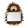 Hedgehog holding sign Royalty Free Stock Photo