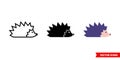 Hedgehog icon of 3 types. Isolated vector sign symbol.