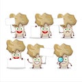 Hedgehog mushroom cartoon character bring information board