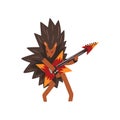 Hedgehog playing electric guitar, cartoon animal character with musical instrument vector Illustration on a white Royalty Free Stock Photo