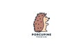 Hedgehog or porcupine cute smile cartoon logo icon vector illustration