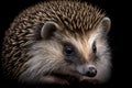 Hedgehog portrait on dark background. AI Generative