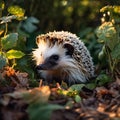 Hedgehog's Adventure: First Light in the Garden Royalty Free Stock Photo