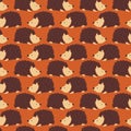 Hedgehog seamless vector pattern. Cute autumn repeating background with fall animals. Fall kids autumn forest pattern for textile