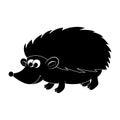 Hedgehog silhouette. Black and white autumnal shape for kids isolated on white. cartoon happy pet illustration. Funny mammal Royalty Free Stock Photo