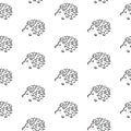 Hedgehog stylized line fun seamless pattern for kids and babies.