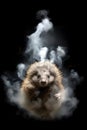 Hedgehog surround with swirl smoke. dynamic composition and dramatic lighting