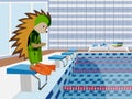 Hedgehog swimmer. Vector illustration