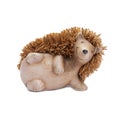 Hedgehog on a white background. The hedgehog lies on its side, a decorative figurine for the interior, a toy