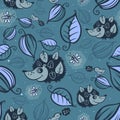 Hedgehogs in the night forest pattern