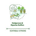 Hedgerows and riparian buffers concept icon