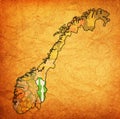Hedmark region on administration map of norway Royalty Free Stock Photo