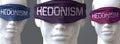 Hedonism can blind our views and limit perspective - pictured as word Hedonism on eyes to symbolize that Hedonism can distort Royalty Free Stock Photo