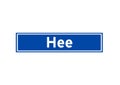 Hee isolated Dutch place name sign. City sign from the Netherlands.