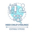 Heed child feelings blue concept icon Royalty Free Stock Photo