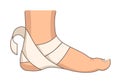 Heel bandage foot injury or stretching first aid bandaging