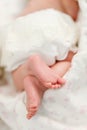 The heel of the foot of a small three months sleeping child Royalty Free Stock Photo