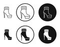 Heeled Boot vector icon set in black and white outlines Royalty Free Stock Photo