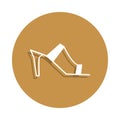 Heeled Mules, sandals icon in badge style. One of clothes collection icon can be used for UI, UX