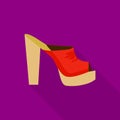 Heeled sandal icon, flat style