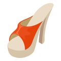 Heeled sandal icon, isometric style