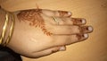 Heena design on woman hand