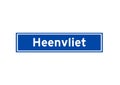 Heenvliet isolated Dutch place name sign. City sign from the Netherlands. Royalty Free Stock Photo