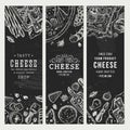 Cheese banner collection. Antipasto table background. Vector illustration